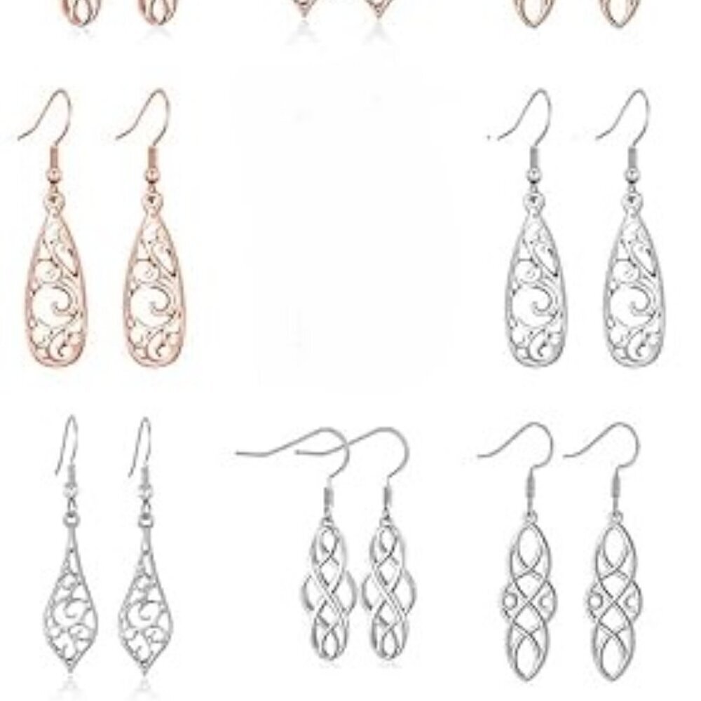 NEW Rosegold/Gold/Silver Tone Fashion Earrings Bundle 17 PAIRS INCLUDED - Picture 4 of 13